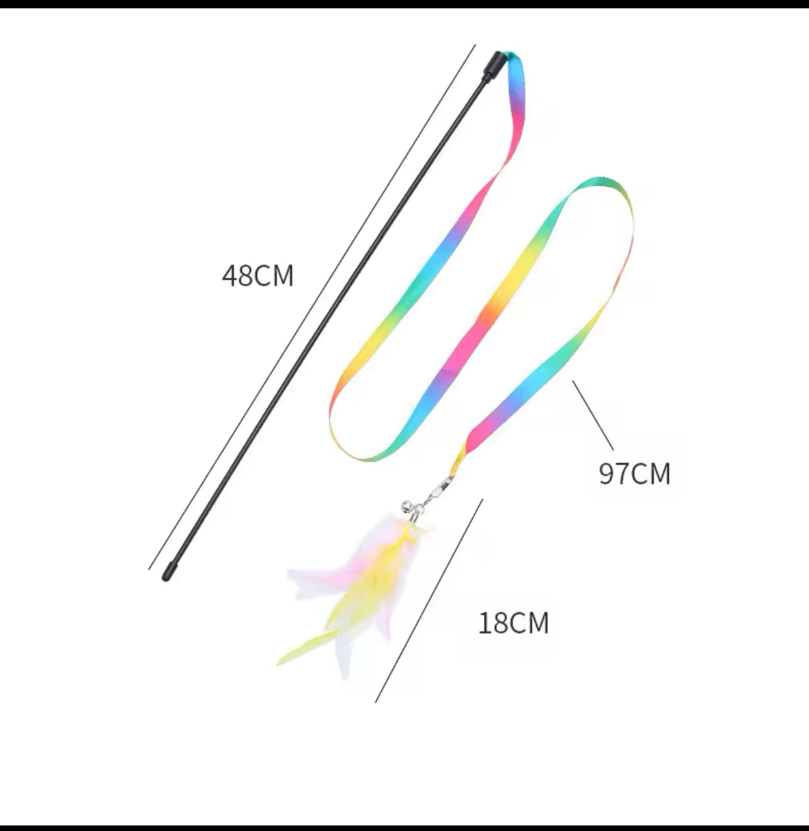 Feather and Satin, Ribbon and Bell Cat Stick - Illawarra Cat Rescue Support Shop