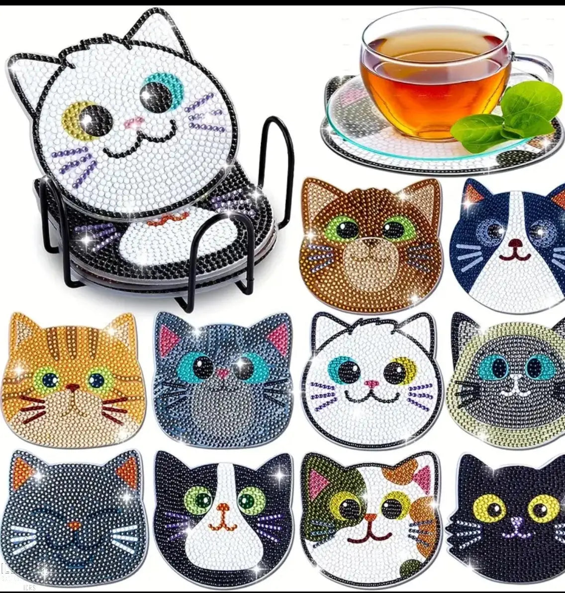 10pcs Diamond Painting Coasters Set - Cat Theme Illawarra Cat Rescue Support Shop