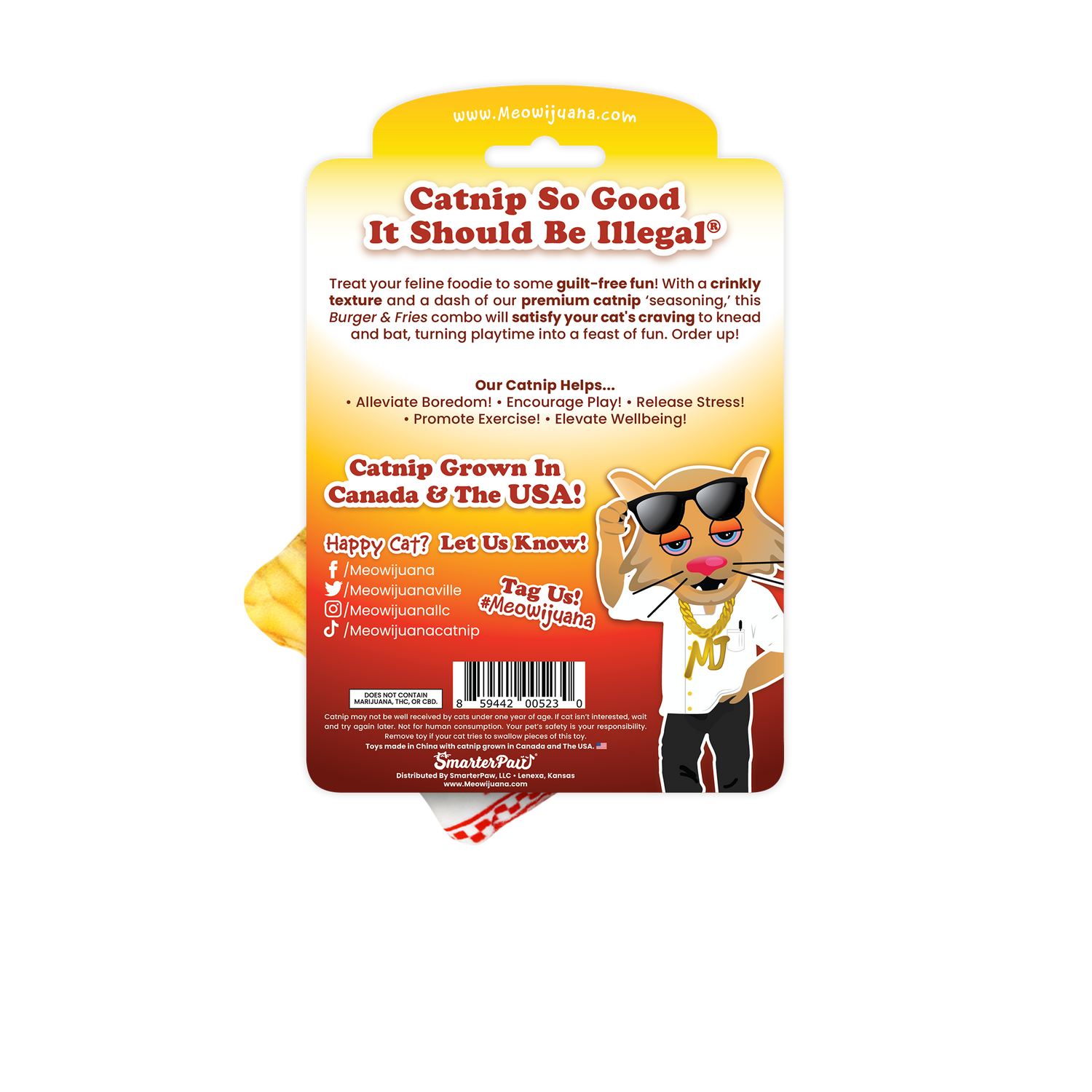 Meowijuana® Get Hungry Refillable Burger and Fries - Illawarra Cat Rescue Support Shop