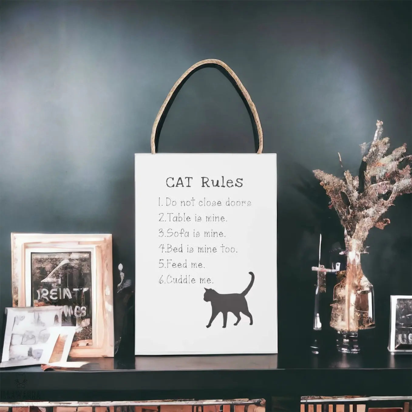 Cat Rules Wall Plaque 25 x 35 cm Illawarra Cat Rescue Support Shop