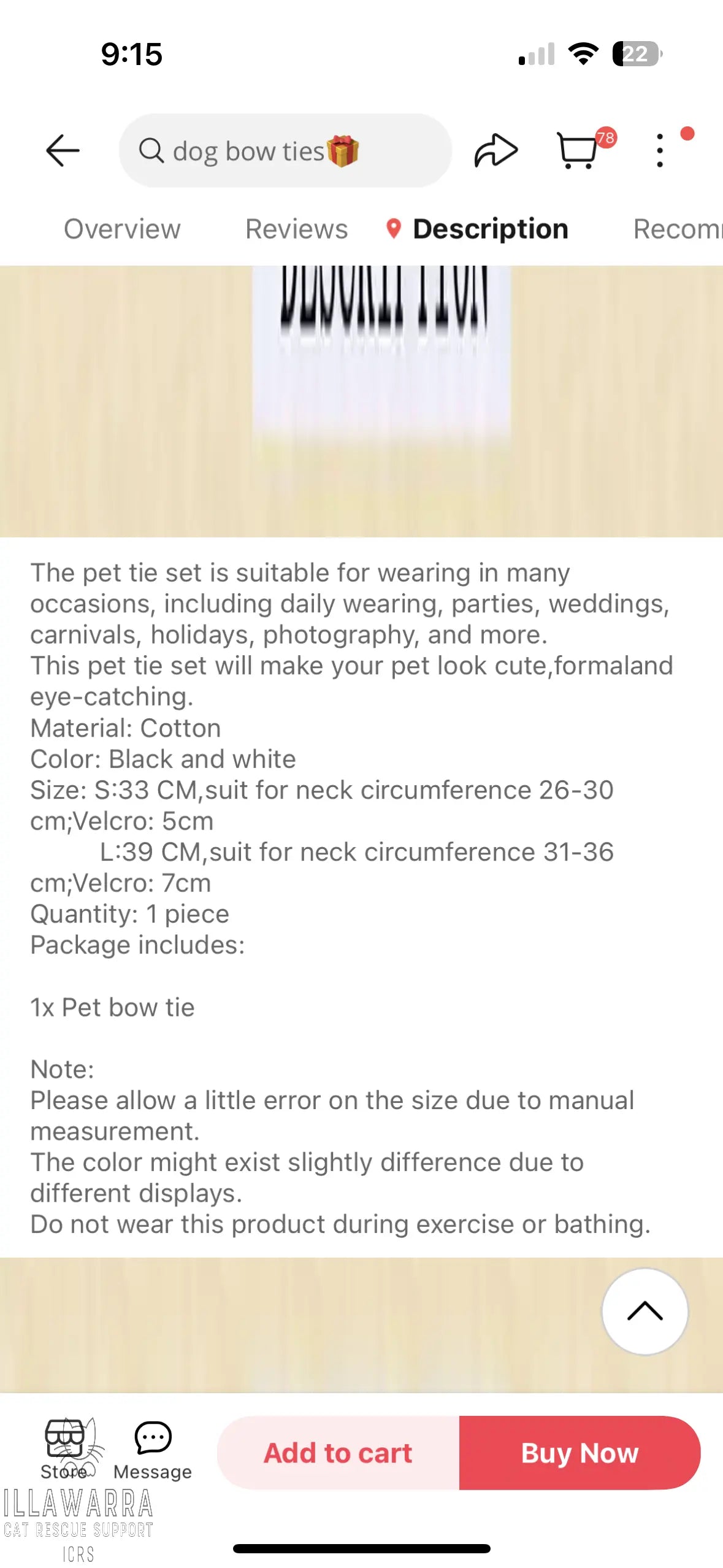 Cat Tuxedo Collar with Bow Tie Illawarra Cat Rescue Support