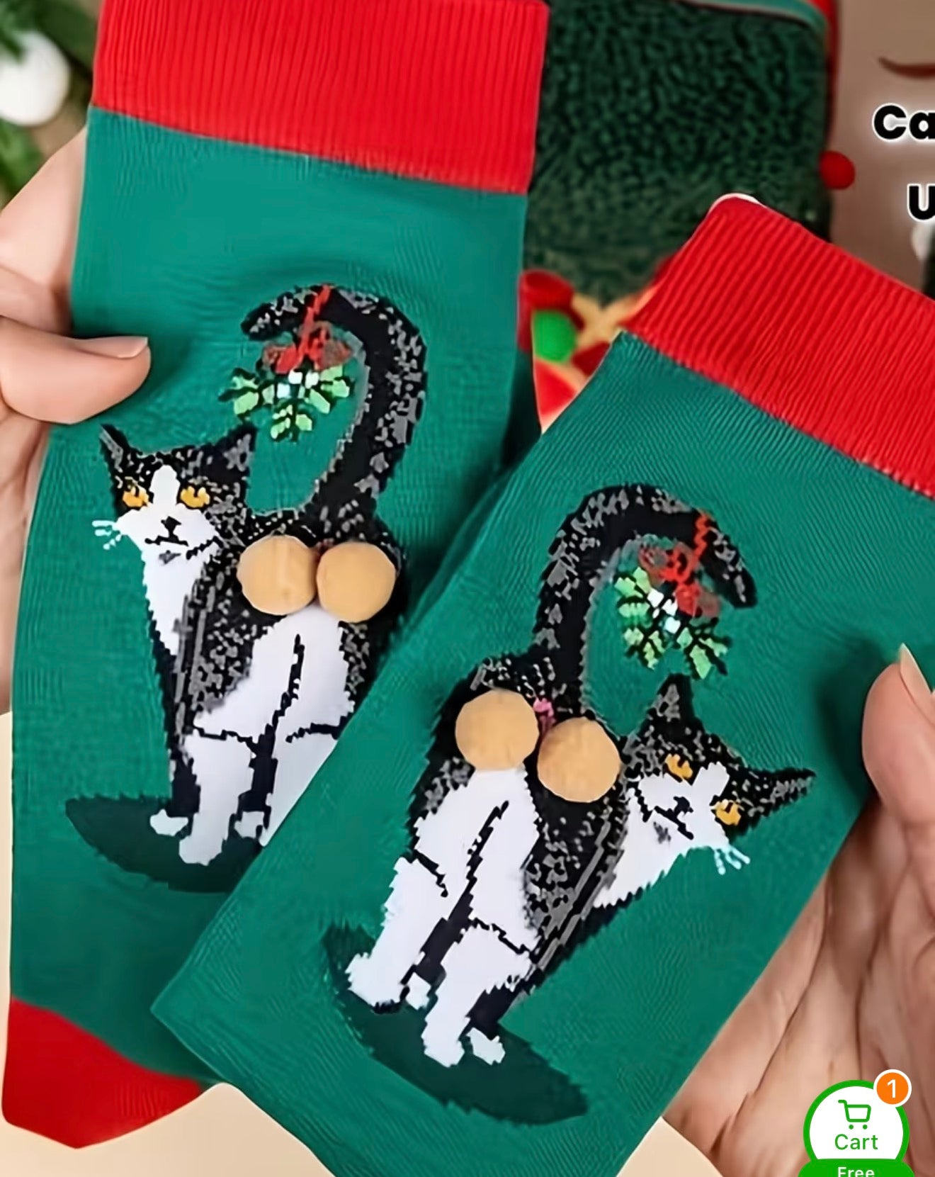 Christmas Cat “Jingle Balls” Socks