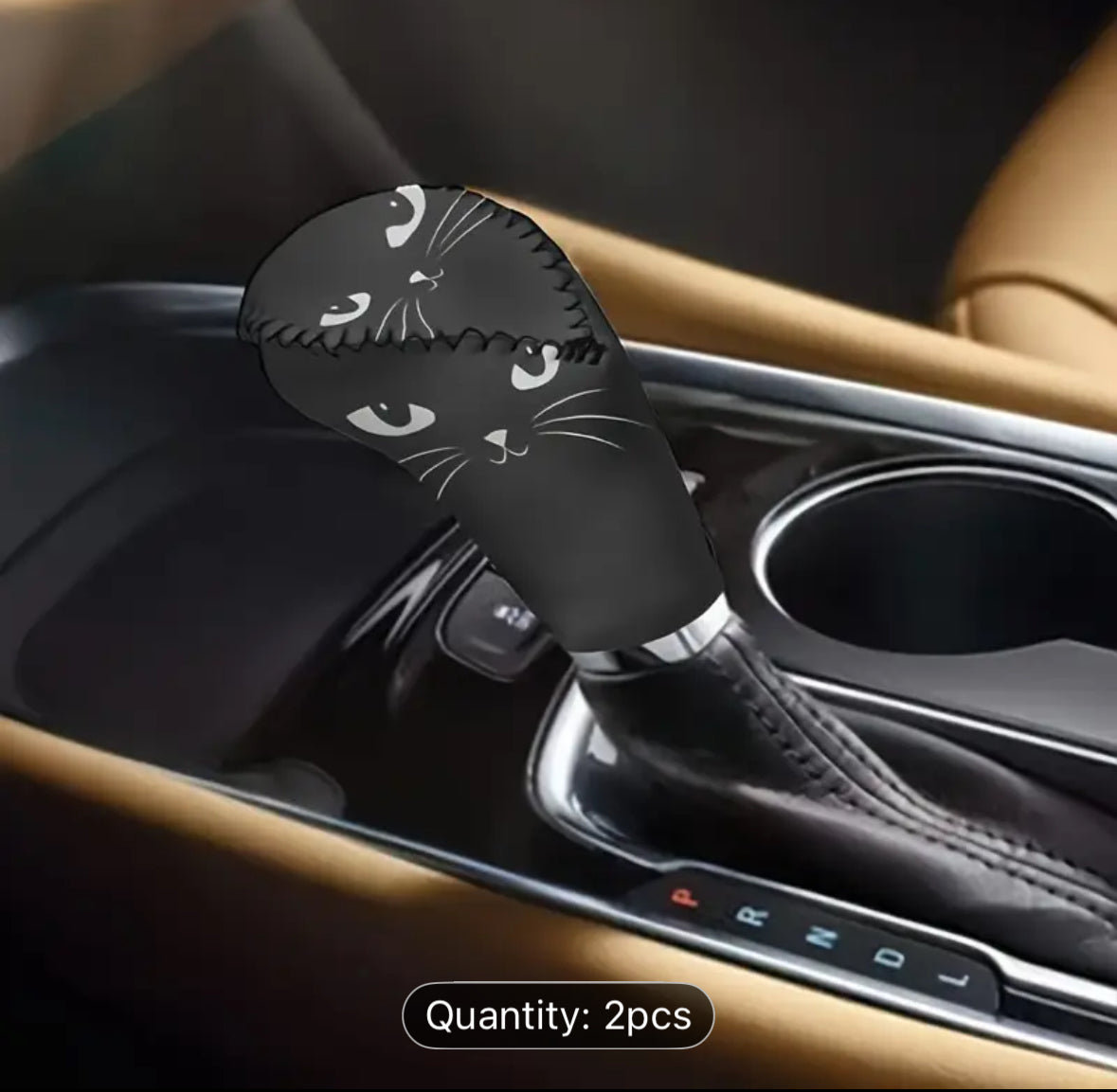 REDUCED - 2pc Black Cat Car Gear Shift and Handbrake Protector