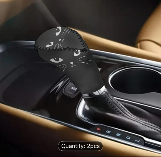 REDUCED - 2pc Black Cat Car Gear Shift and Handbrake Protector