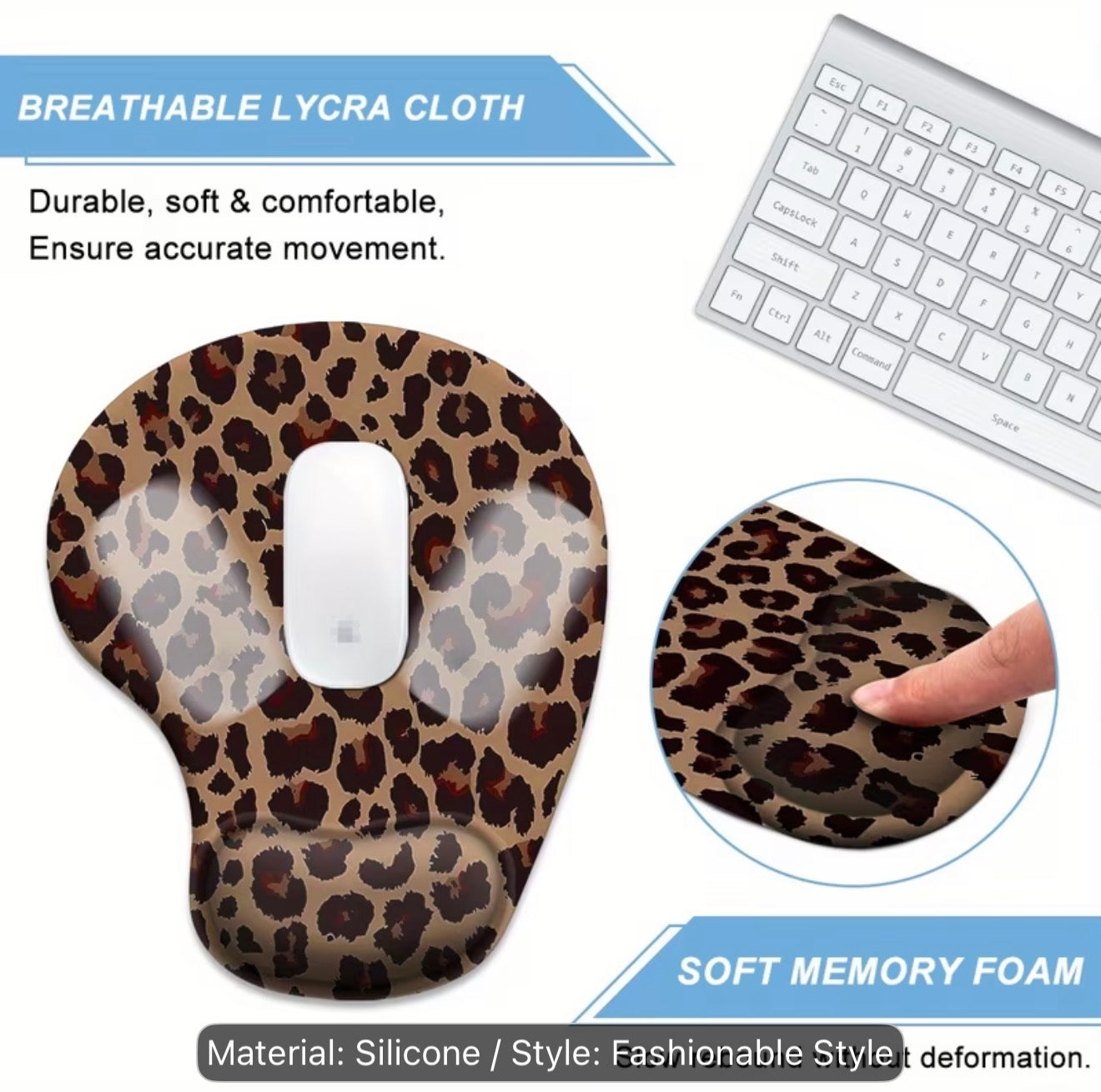 Leopard Print Ergonomic Mouse Pad