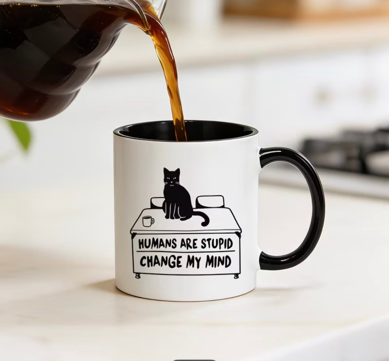 Funny Colour Changing Coffee mug  "Humans Are Stupid Change My Mind"