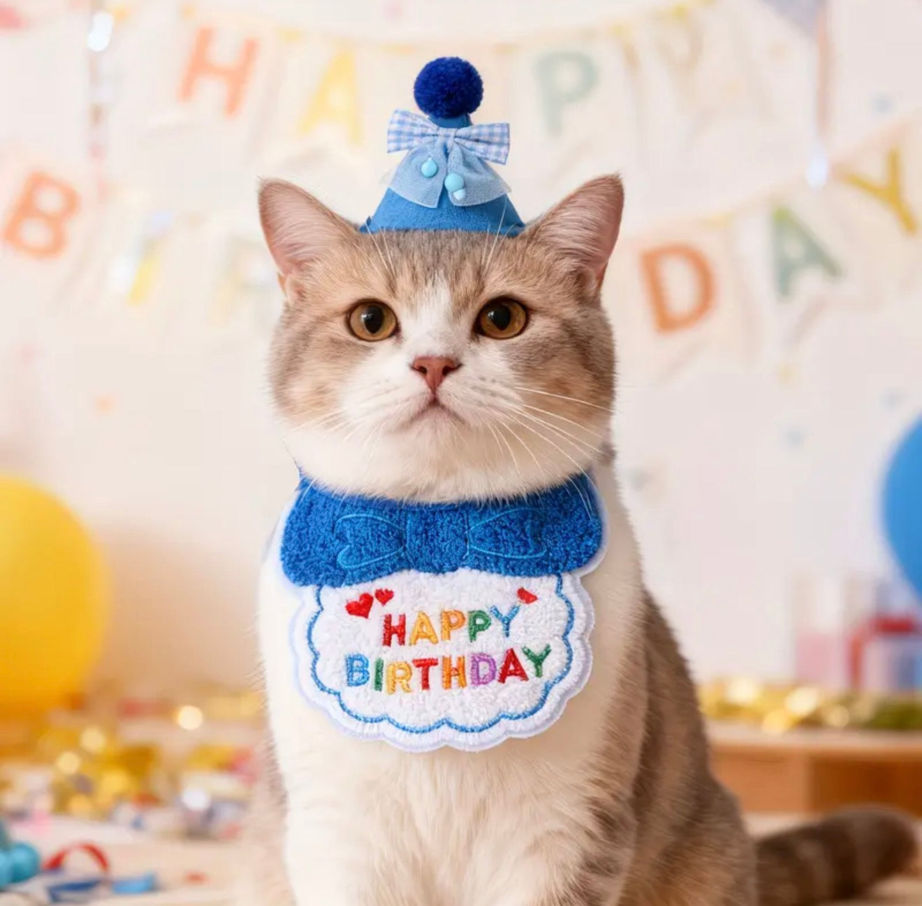 Cat Birthday Hat and Bib