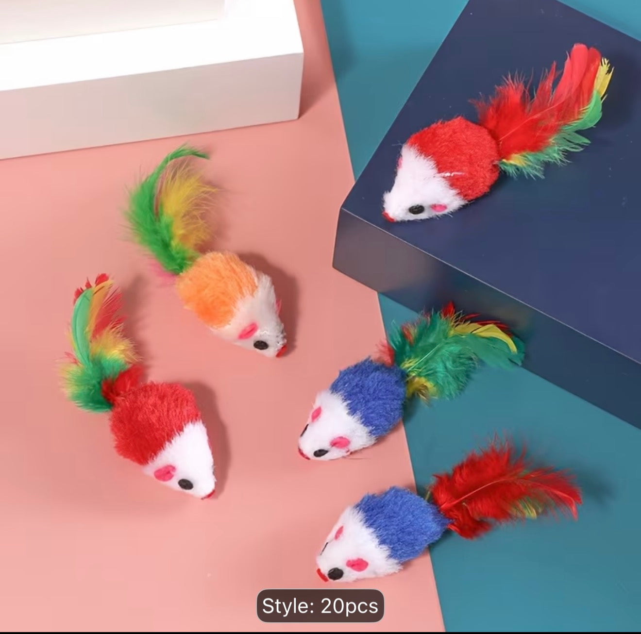 Toy Mice with Feathers - Cat Toy