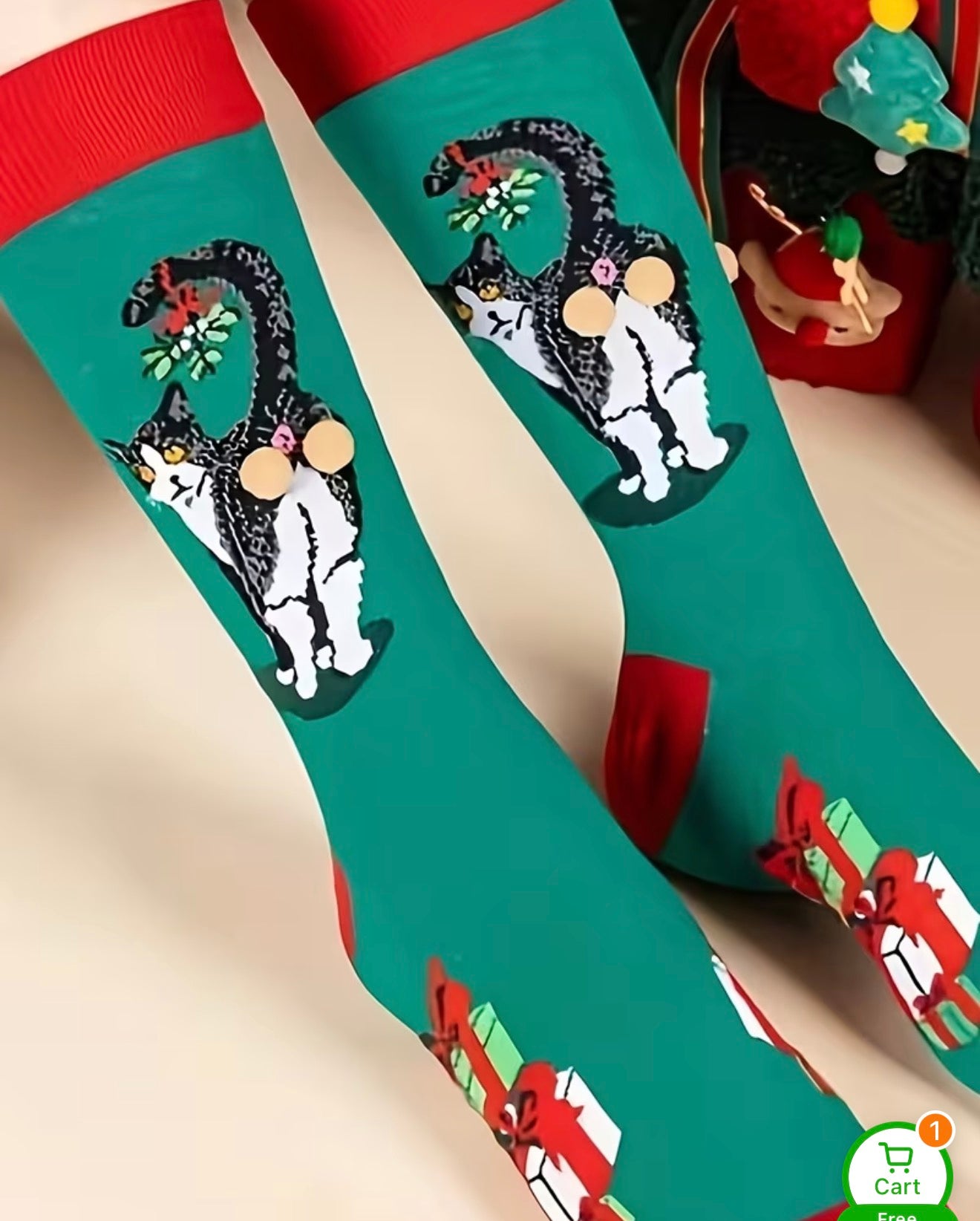 Christmas Cat “Jingle Balls” Socks