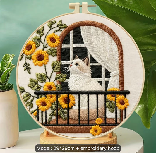 Embroidery DIY Cat Themed Kit