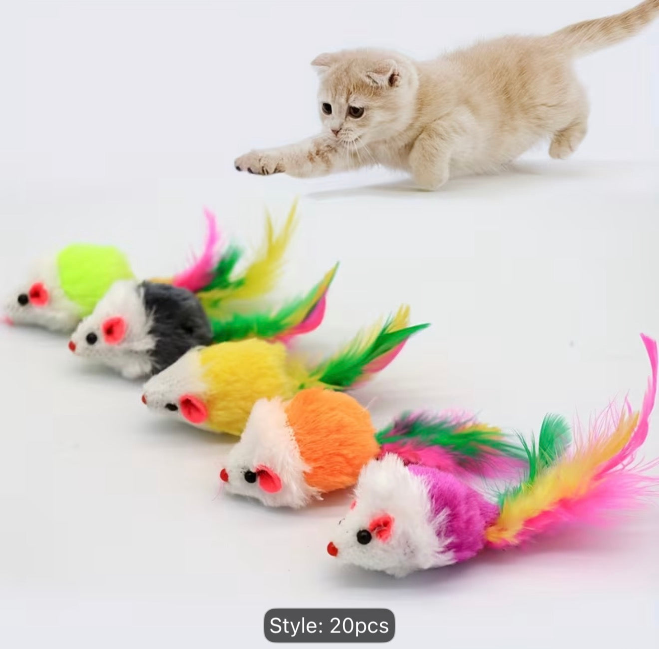 Toy Mice with Feathers - Cat Toy