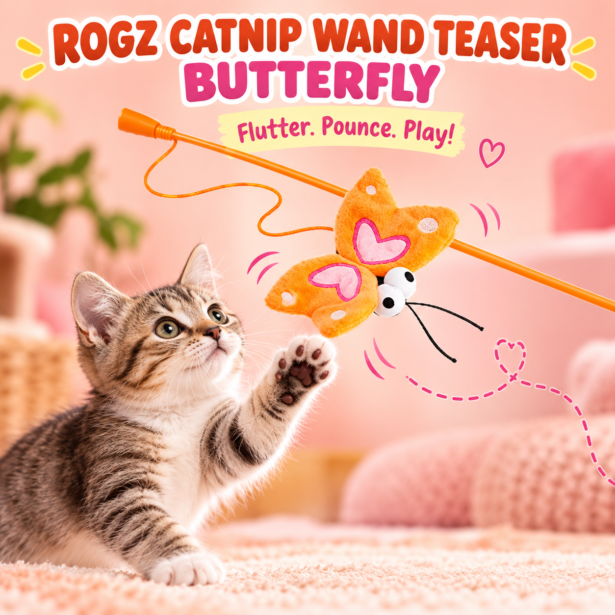 Catnip Wand Teaser Butterfly