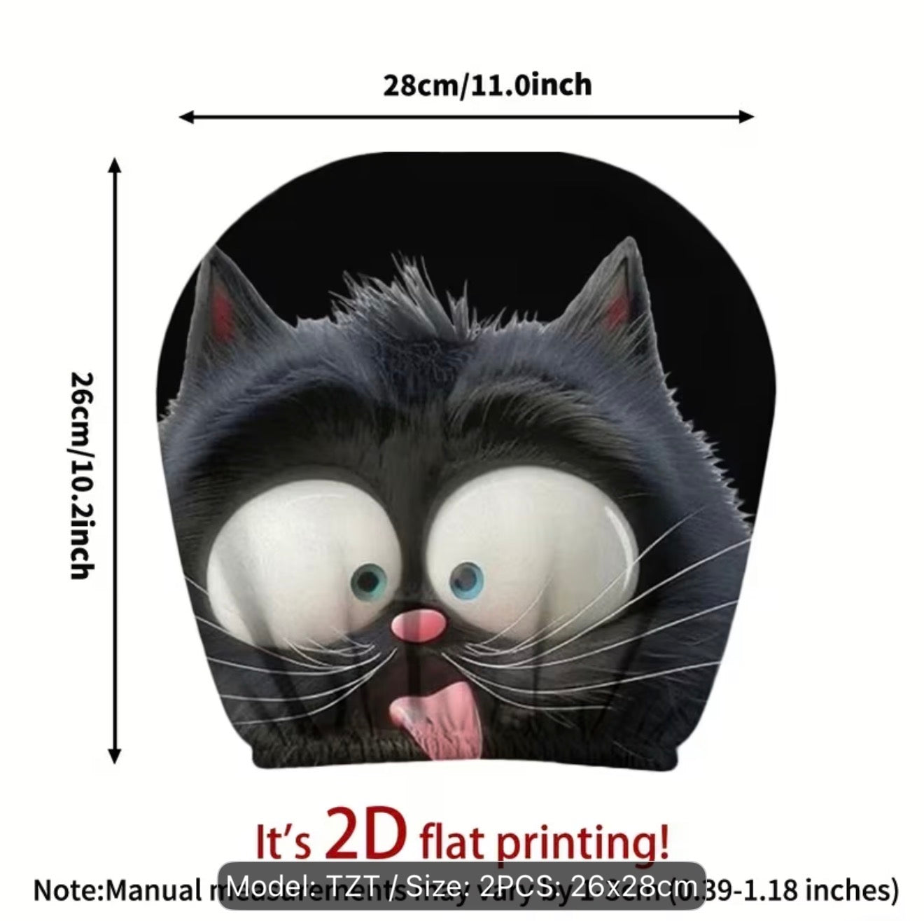 2pc Cartoon Black Cat Car Seat Headrest Covers