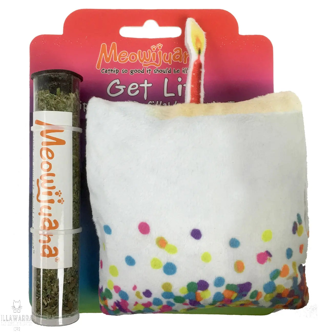 REDUCED - Get Lit Birthday Cake Catnip Refillable Cat Toy Meowijuana