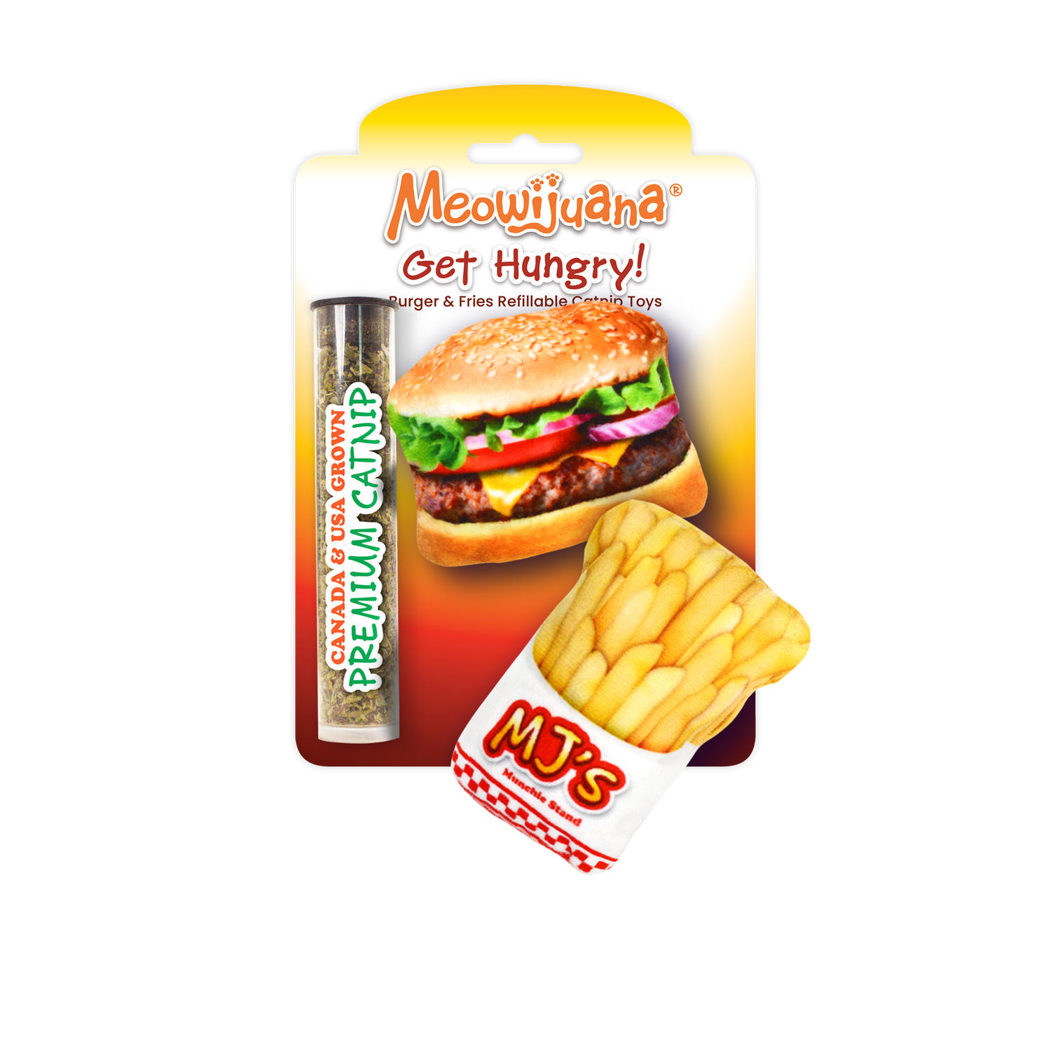 Meowijuana® Get Hungry Refillable Burger and Fries - Illawarra Cat Rescue Support Shop